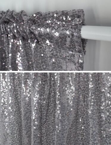 Molaxhome Sequin Valances Curtain Swag Window Valance with Crystal Beads - Rod Pocket Window Treatment for Kitchen Living Room White, W54 x L24 Inch in Saudi Arabia