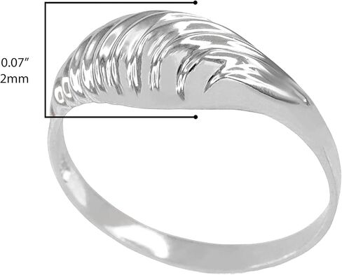 10K White Gold Glamorous Ribbed and Domed Tapered Band Style Statement Ring in Saudi Arabia