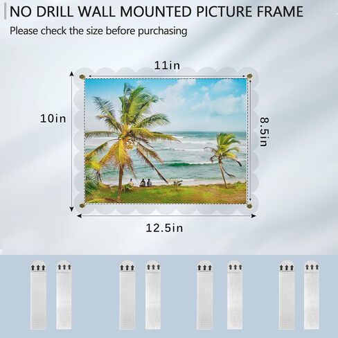 8.5X11 Acrylic Picture Frame for Wall, Frameless Clear Photo Frame with Scalloped Edge, No Drill Floating Frame for Diploma Certificate Degree Document & Poster/Painting/Artworks Display (1 Pack, Scalloped edge) in Saudi Arabia