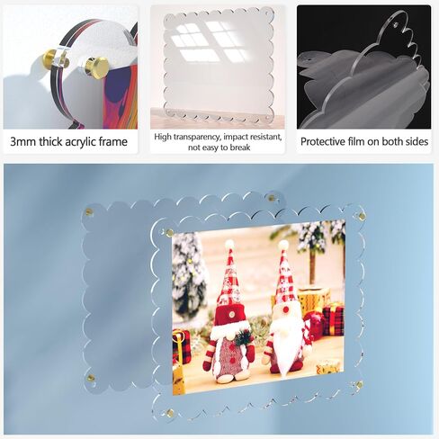 8.5X11 Acrylic Picture Frame for Wall, Frameless Clear Photo Frame with Scalloped Edge, No Drill Floating Frame for Diploma Certificate Degree Document & Poster/Painting/Artworks Display (1 Pack, Scalloped edge) in Saudi Arabia