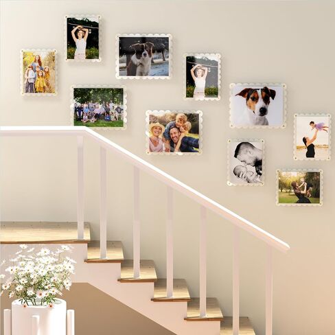 8.5X11 Acrylic Picture Frame for Wall, Frameless Clear Photo Frame with Scalloped Edge, No Drill Floating Frame for Diploma Certificate Degree Document & Poster/Painting/Artworks Display (1 Pack, Scalloped edge) in Saudi Arabia