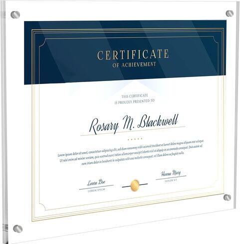 8.5X11 Acrylic Picture Frame for Wall, Frameless Clear Photo Frame with Scalloped Edge, No Drill Floating Frame for Diploma Certificate Degree Document & Poster/Painting/Artworks Display (1 Pack, Scalloped edge) in Saudi Arabia
