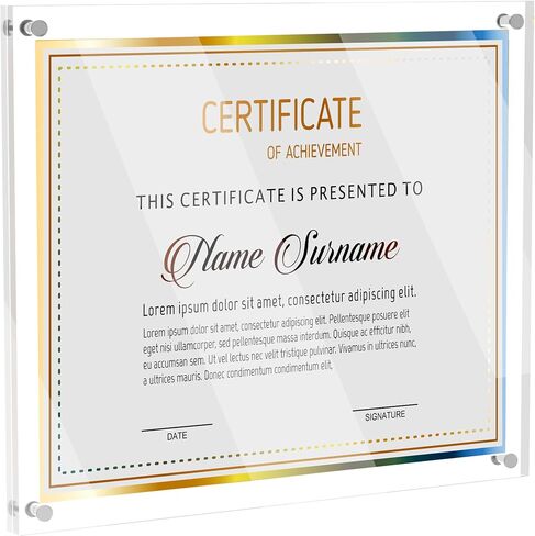 8.5X11 Acrylic Picture Frame for Wall, Frameless Clear Photo Frame with Scalloped Edge, No Drill Floating Frame for Diploma Certificate Degree Document & Poster/Painting/Artworks Display (1 Pack, Scalloped edge) in Saudi Arabia