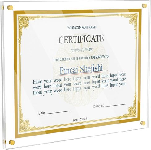 8.5X11 Acrylic Picture Frame for Wall, Frameless Clear Photo Frame with Scalloped Edge, No Drill Floating Frame for Diploma Certificate Degree Document & Poster/Painting/Artworks Display (1 Pack, Scalloped edge) in Saudi Arabia