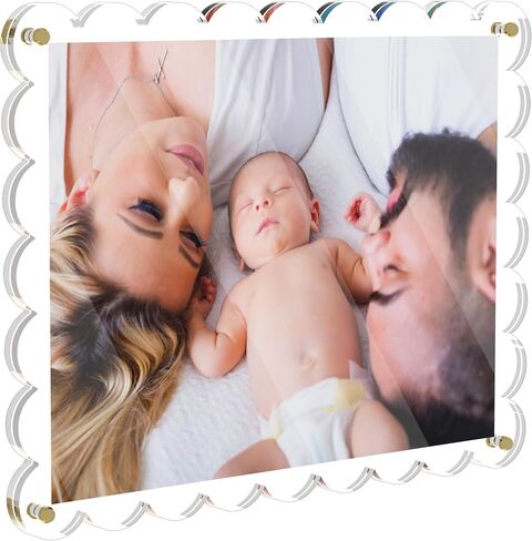 8.5X11 Acrylic Picture Frame for Wall, Frameless Clear Photo Frame with Scalloped Edge, No Drill Floating Frame for Diploma Certificate Degree Document & Poster/Painting/Artworks Display (1 Pack, Scalloped edge) in Saudi Arabia