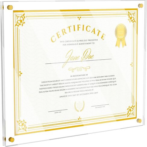 8.5X11 Acrylic Picture Frame for Wall, Frameless Clear Photo Frame with Scalloped Edge, No Drill Floating Frame for Diploma Certificate Degree Document & Poster/Painting/Artworks Display (1 Pack, Scalloped edge) in Saudi Arabia