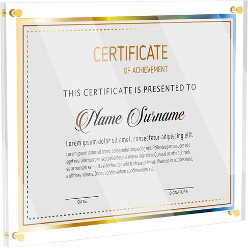 8.5X11 Acrylic Picture Frame for Wall, Frameless Clear Photo Frame with Scalloped Edge, No Drill Floating Frame for Diploma Certificate Degree Document & Poster/Painting/Artworks Display (1 Pack, Scalloped edge) in Saudi Arabia