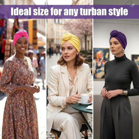 8 Pcs Women Turban African Pre Tied Bonnet Hairwrap Flower Knot Bonnet Beanie Cap Turban Head Wraps Headband Hat, Stretch Turbans Caps for Chemo Hair Loss, Head Scarf Beanie in 8 Colors in Saudi Arabia