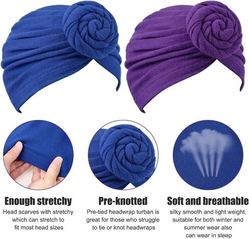 8 Pcs Women Turban African Pre Tied Bonnet Hairwrap Flower Knot Bonnet Beanie Cap Turban Head Wraps Headband Hat, Stretch Turbans Caps for Chemo Hair Loss, Head Scarf Beanie in 8 Colors in Saudi Arabia