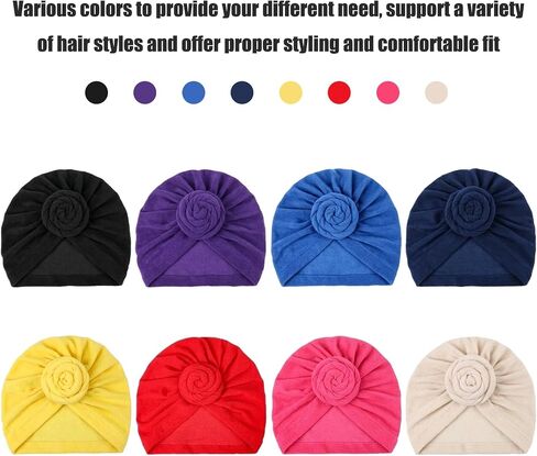 8 Pcs Women Turban African Pre Tied Bonnet Hairwrap Flower Knot Bonnet Beanie Cap Turban Head Wraps Headband Hat, Stretch Turbans Caps for Chemo Hair Loss, Head Scarf Beanie in 8 Colors in Saudi Arabia