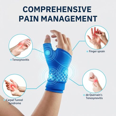 Thumb Wrist Ice Pack Wrap, Reusable Thickened Gel Pad with Long-Lasting Hot Cold Therapy for Carpal Tunnel Relief, Arthritis Pain, Post-Workout, Post-Surgery & Computer Overuse Recovery, Blue, S/M in Saudi Arabia