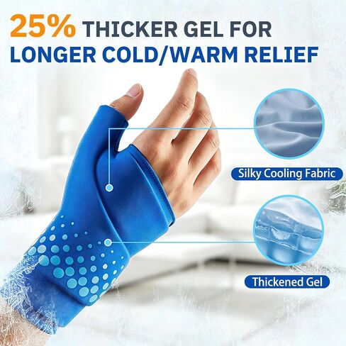 Thumb Wrist Ice Pack Wrap, Reusable Thickened Gel Pad with Long-Lasting Hot Cold Therapy for Carpal Tunnel Relief, Arthritis Pain, Post-Workout, Post-Surgery & Computer Overuse Recovery, Blue, S/M in Saudi Arabia