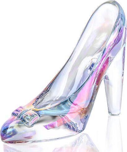 Cinderella Glass Slipper - Colorful Crystal Glass Shoe, Ideal for Cinderella Party, Girls Birthday Gift, Wedding Centerpiece, Princess Bedroom Decor, Cake Top Decor in Saudi Arabia