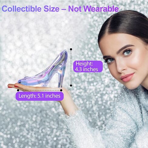 Cinderella Glass Slipper - Colorful Crystal Glass Shoe, Ideal for Cinderella Party, Girls Birthday Gift, Wedding Centerpiece, Princess Bedroom Decor, Cake Top Decor in Saudi Arabia