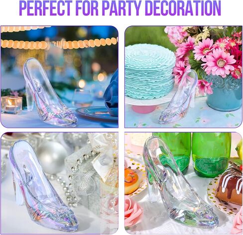 Cinderella Glass Slipper - Colorful Crystal Glass Shoe, Ideal for Cinderella Party, Girls Birthday Gift, Wedding Centerpiece, Princess Bedroom Decor, Cake Top Decor in Saudi Arabia