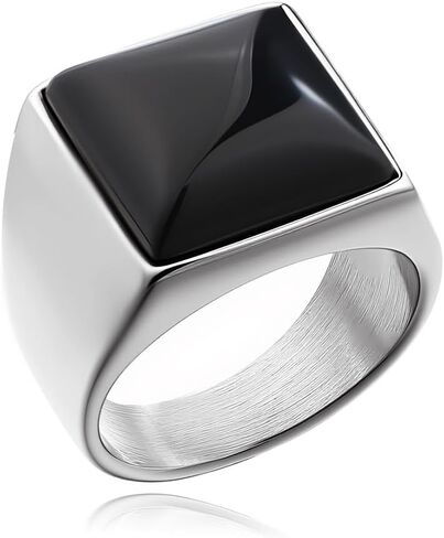 Stainless Steel Square Black Onyx Ring for Men,Green/Blue Turquoise Ring for Men,Size 7-13 in Saudi Arabia