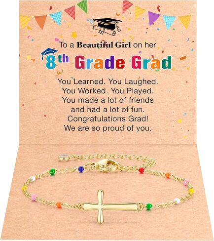 IEFLIFE 2026 Graduation Gifts for Girl - 14K-Gold-Plated Cross Bracelet Gift for Women Girls, Kindergarten Preschool Graduation Gifts for Girl, Class of 2026 5th 6th 7th 8th Grade Gift Bracelet Jewelry in Saudi Arabia