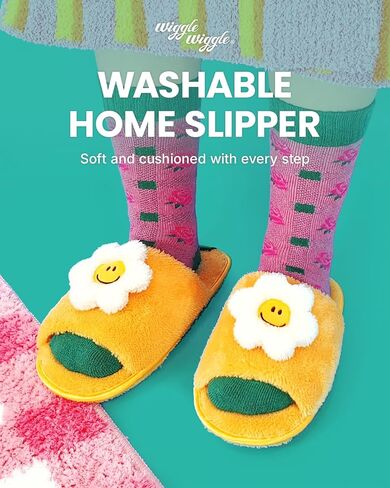 wiggle wiggle Washable House Slippers, Cute Soft Fuzzy Plush Home Slip-On, Cozy Bedroom Indoor Shoes for Women & Men – Smile We Love in Saudi Arabia
