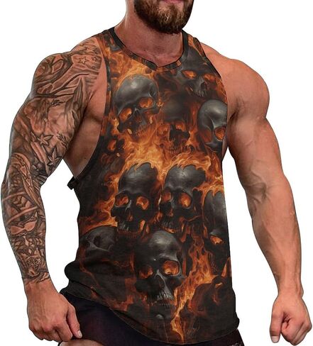 Men's Graphic Tank Tops Novelty Skull 3D Muscle Casual Sleeveless T-Shirt Summer Cool Tees in Saudi Arabia