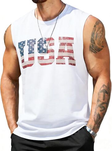 Mens 4th of July Tank Top 1776 American Flag Patriotic Shirts Workout Muscle Sleevelees Tops in Saudi Arabia