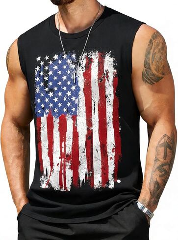 Mens 4th of July Tank Top 1776 American Flag Patriotic Shirts Workout Muscle Sleevelees Tops in Saudi Arabia