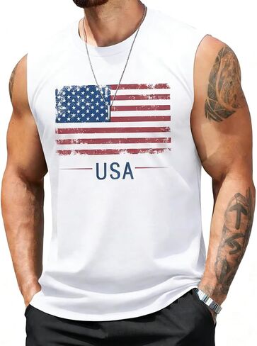 Mens 4th of July Tank Top 1776 American Flag Patriotic Shirts Workout Muscle Sleevelees Tops in Saudi Arabia