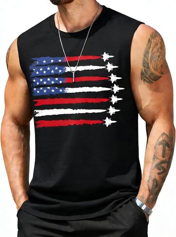 Mens 4th of July Tank Top 1776 American Flag Patriotic Shirts Workout Muscle Sleevelees Tops in Saudi Arabia