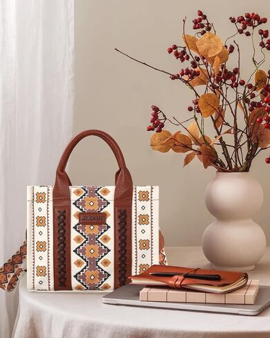 Boho Shoulder Handbag Purse with Zipper for Women, Small Trendy Western Style Aztec Top-Handle Tote Crossbody Bag with Adjustable Shoulder Strap for Ladies in Saudi Arabia