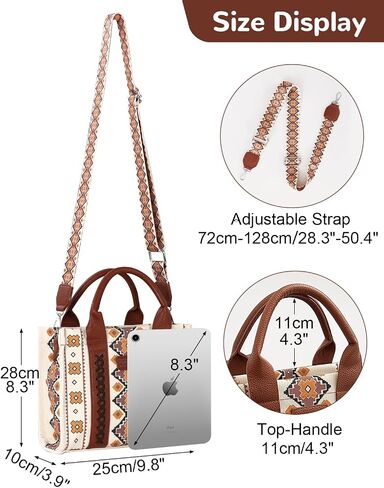 Boho Shoulder Handbag Purse with Zipper for Women, Small Trendy Western Style Aztec Top-Handle Tote Crossbody Bag with Adjustable Shoulder Strap for Ladies in Saudi Arabia