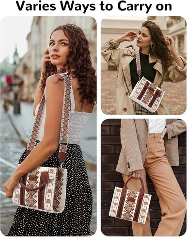 Boho Shoulder Handbag Purse with Zipper for Women, Small Trendy Western Style Aztec Top-Handle Tote Crossbody Bag with Adjustable Shoulder Strap for Ladies in Saudi Arabia