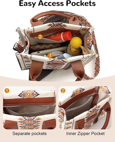 Boho Shoulder Handbag Purse with Zipper for Women, Small Trendy Western Style Aztec Top-Handle Tote Crossbody Bag with Adjustable Shoulder Strap for Ladies in Saudi Arabia