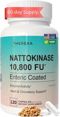 Nattokinase 10800 FU - Enzyme Activity with Ultimate Nattokinase Supplement, Enteric-Coated Capsules Aiding Digestion & Assisting Absorption - 120 Capsules in Saudi Arabia