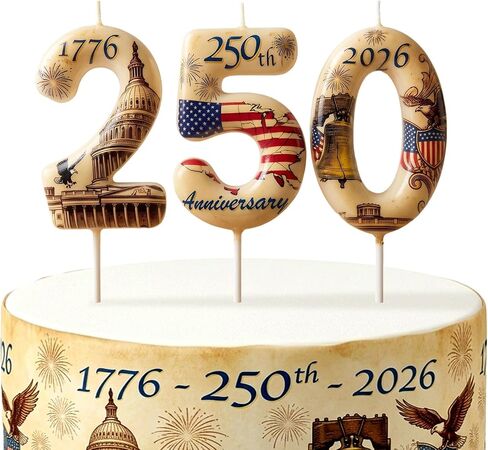 USA 250th Anniversary Number Birthday Candles, Patriotic Themed Cake Topper for 4th of July Independence Day & Memorial Day Party Decorations Supplies in Saudi Arabia