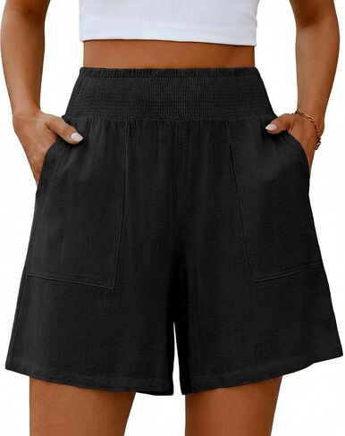 Bsubseach Shorts for Women Summer Casual Elastic High Waisted Shorts Wide Leg Cargo Shorts with Pockets in Kuwait