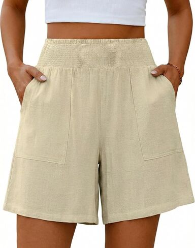Bsubseach Shorts for Women Summer Casual Elastic High Waisted Shorts Wide Leg Cargo Shorts with Pockets in Kuwait