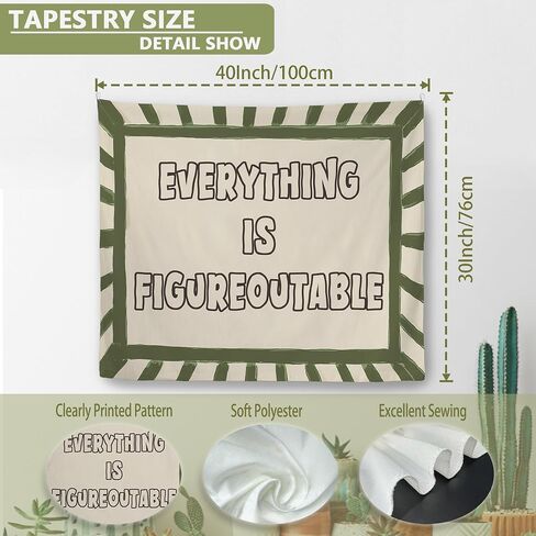 KSDUT Inspirational Wall Tapestry, Everything Is Figureoutable Motivational Tapestry Wall Hanging for Bedroom, Positive Affirmations Hanging Decor for Home Living Room Office, 50x60 Inch in Saudi Arabia