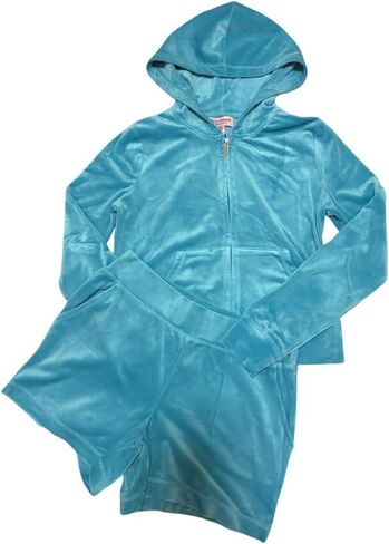 Juicy Couture Velour Coastal Teal Tracksuit Jacket and Shorts Set Size Medium in Kuwait
