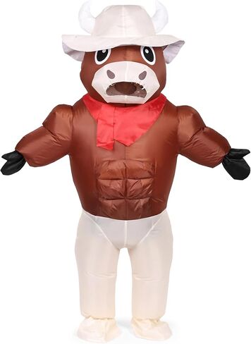 Muscle Bison Inflatable Costume Buffalo Blow Up Suit Cow Costume Adults Suitable for Halloween Christmas Party in Kuwait