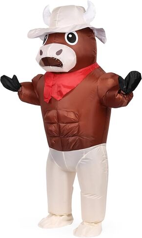Muscle Bison Inflatable Costume Buffalo Blow Up Suit Cow Costume Adults Suitable for Halloween Christmas Party in Kuwait