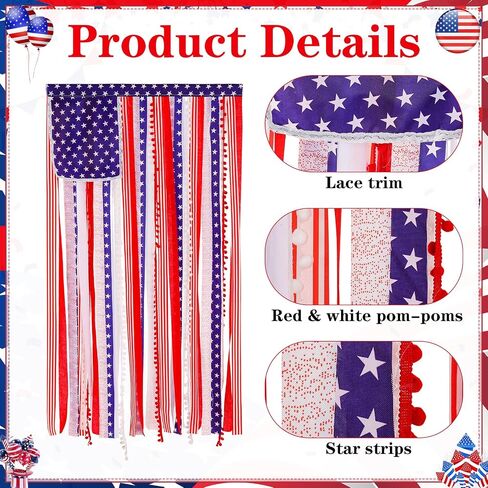 4th of July Decorations - Vintage American Rag Flag Banner 4 x 2.3 Ft - Patriotic Stars Stripes Ribbon Flag for Independence Memorial Day, 250th Anniversary, Door Wall Yard Indoor Outdoor Decor in Kuwait