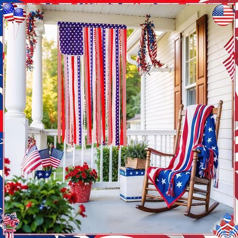 4th of July Decorations - Vintage American Rag Flag Banner 4 x 2.3 Ft - Patriotic Stars Stripes Ribbon Flag for Independence Memorial Day, 250th Anniversary, Door Wall Yard Indoor Outdoor Decor in Kuwait
