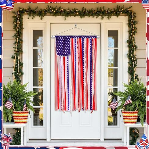 4th of July Decorations - Vintage American Rag Flag Banner 4 x 2.3 Ft - Patriotic Stars Stripes Ribbon Flag for Independence Memorial Day, 250th Anniversary, Door Wall Yard Indoor Outdoor Decor in Kuwait