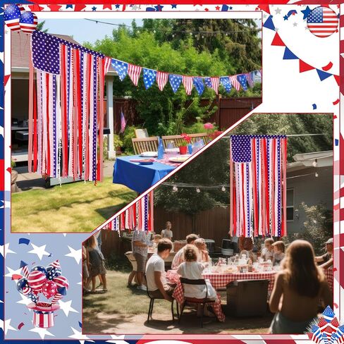 4th of July Decorations - Vintage American Rag Flag Banner 4 x 2.3 Ft - Patriotic Stars Stripes Ribbon Flag for Independence Memorial Day, 250th Anniversary, Door Wall Yard Indoor Outdoor Decor in Kuwait