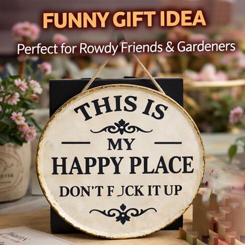 1PCS Funny Garden Metal Sign -"This Is My Happy Place Don't Fxxk It Up" Vintage Decor, This Is My Happy Place – Funny Metal Sign, Welcome to Wall, Transform Your Garden of Art (8 * 8in) in Saudi Arabia