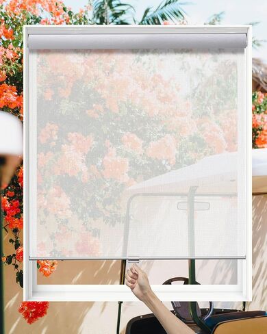 Tonature Custom Size Light Filtering Roller Shades for Windows Blinds Cordless Roller Blinds Sheer Shades Transparent UV Protection Solar Window Shades for Home White Cord/Cordless/Motorized in Saudi Arabia