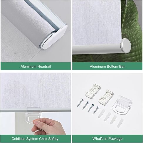Tonature Custom Size Light Filtering Roller Shades for Windows Blinds Cordless Roller Blinds Sheer Shades Transparent UV Protection Solar Window Shades for Home White Cord/Cordless/Motorized in Saudi Arabia