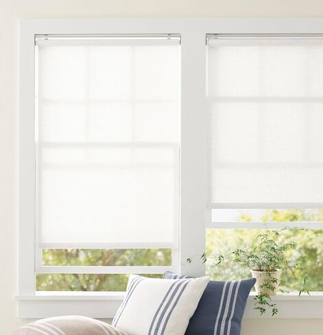 Pine Cone Hill Ridge Cordless Roller White Shade, 30" W x 72" L, White Solid Pattern in Saudi Arabia