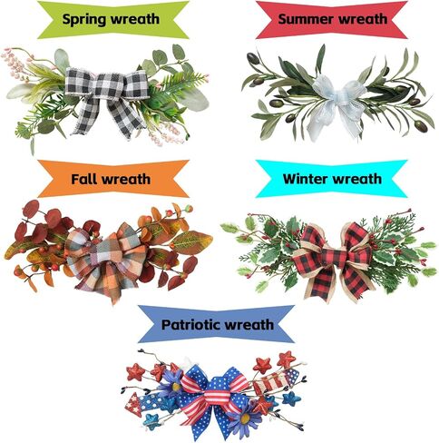 Idyllic 12 Inch Interchangeable Seasonal Welcome Sign Front Door Wreath Decor Wooden Plank with 5 Replaceable Wreaths and 12 Holiday Signs for Year Round Holiday Home Decor Front Door Fireplace in Saudi Arabia