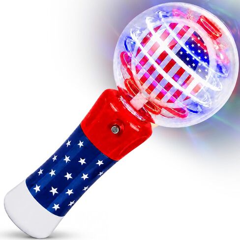 ArtCreativity 7.5 Inch Light Up Patriotic Magic Ball Toy Wand for Kids, Batteries Included, Flashing LED Light Up Spinner Toy for Boys and Girls, Birthday Party Favor in Saudi Arabia