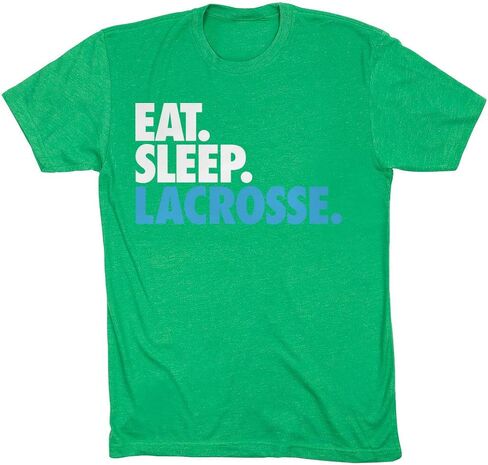تي شيرت أكل النوم لاكروس | Lax Tees بواسطة ChalkTalk Sports | ألوان متعددة | أحجام الشباب والكبار in Kuwait